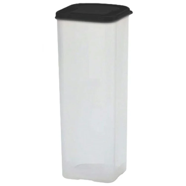 Recipiente de almacenamiento hermético para pan con tapa, de plástico transparente, caja de pan para cocina (sin BPA, sin FDA) - Negro