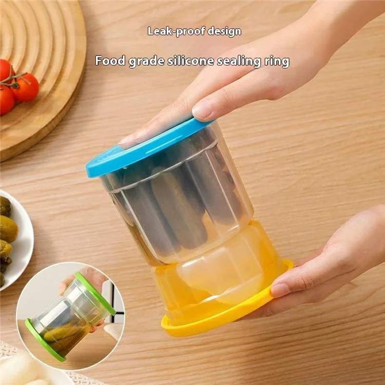 Tarro de cristal Hourglass con separación seca y húmeda, organizador hermético para la nevera de kimchi, aceitunas y verduras encurtidas (Sin BPA, Sin FDA) - Azul