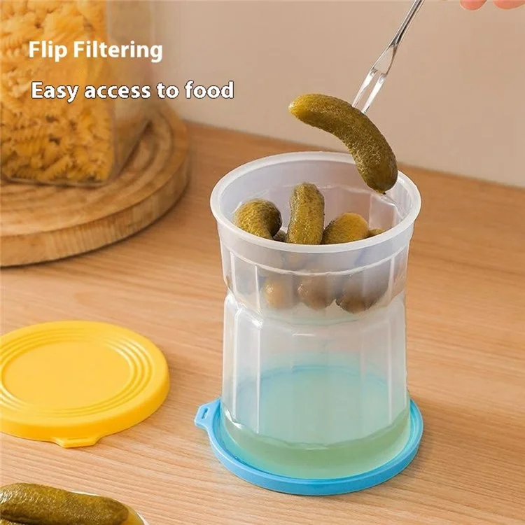 Tarro de cristal Hourglass con separación seca y húmeda, organizador hermético para la nevera de kimchi, aceitunas y verduras encurtidas (Sin BPA, Sin FDA) - Azul