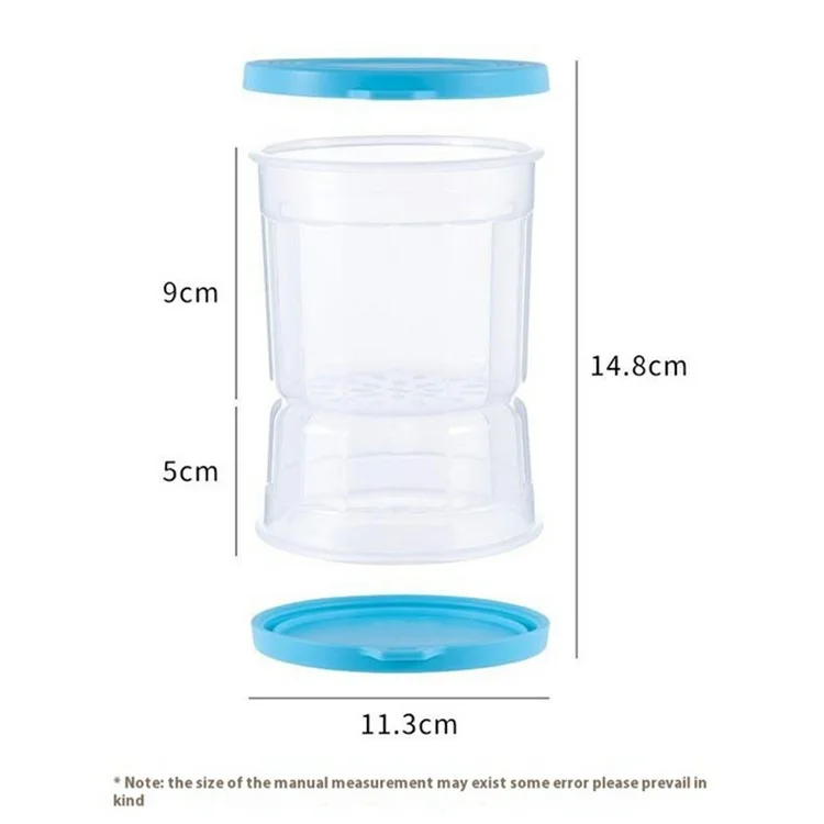 Tarro de cristal Hourglass con separación seca y húmeda, organizador hermético para la nevera de kimchi, aceitunas y verduras encurtidas (Sin BPA, Sin FDA) - Azul