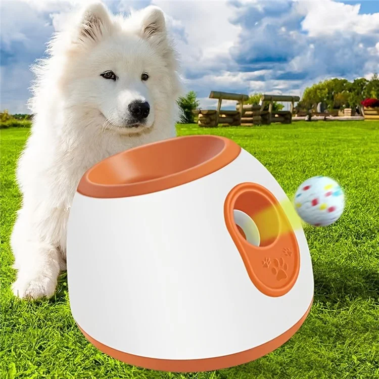 Automatischer Haustierball-Werfer Hundespielzeug mit 3 einstellbaren Distanzeinstellungen - EU-Stecker / Orange