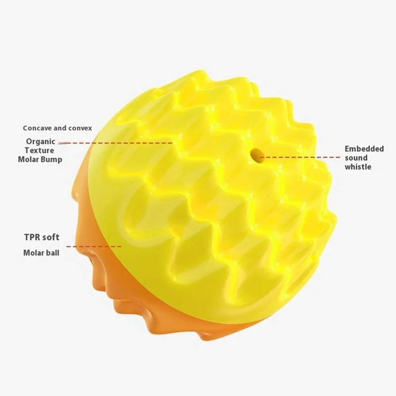 Jouet couinant à mâcher pour chien, balle de dentition pour nettoyage dentaire, balle interactive flottante pour chiot - Bleu lac