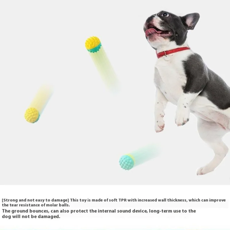 Jouet couinant à mâcher pour chien, balle de dentition pour nettoyage dentaire, balle interactive flottante pour chiot - Bleu lac