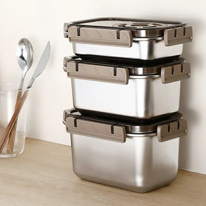 Stainless Steel Food Storage Container 1200ML Leak-Proof Salad Container with Lid (No FDA)