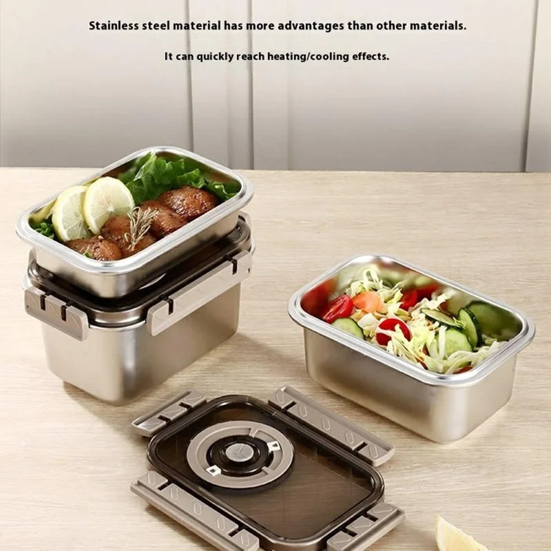 Stainless Steel Food Storage Container 1500ML Leak-Proof Salad Container with Lid (No FDA)