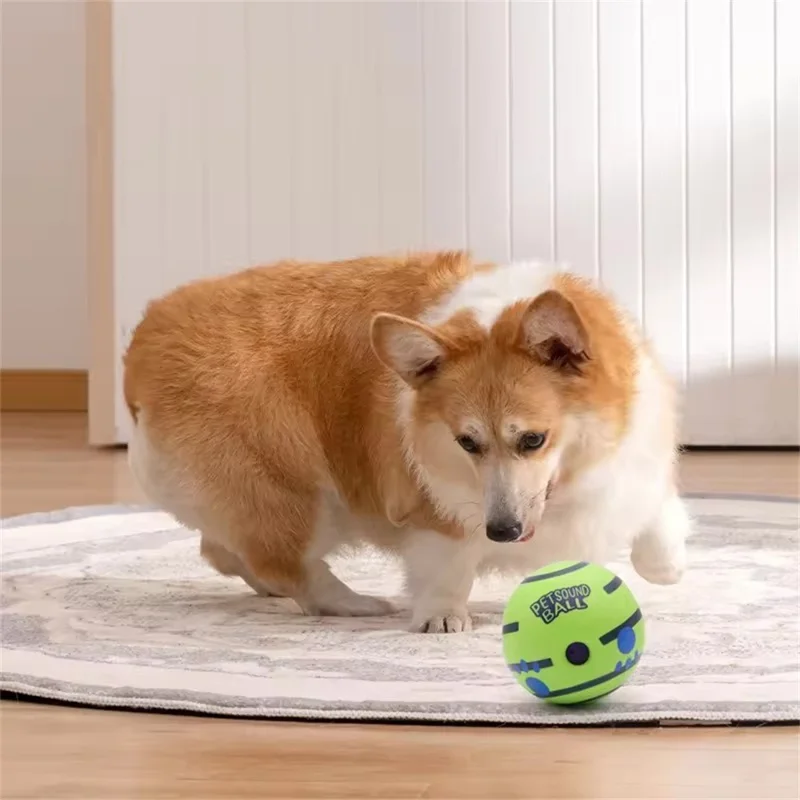 8,8 cm interaktiver Hunde-Ball-Spielzeug ohne Batterie, kichernder Sound, Haustier-Spielzeug für Indoor- und Outdoor-Spiel