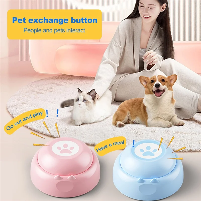 Pet Communication Sound Button Recordable Voice Trainer Gift for Interactive Training - Pink