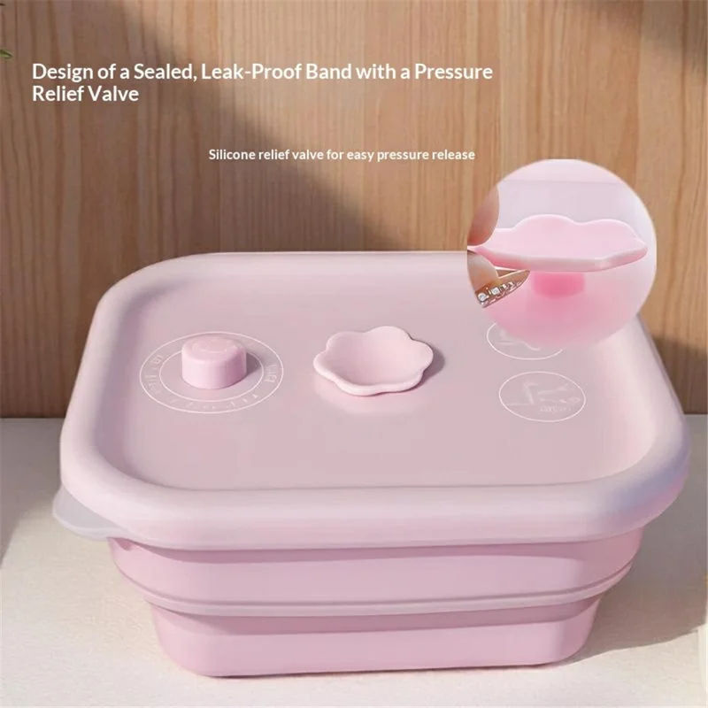 500ml Rectangle Food Grade Silicone Collapsible Lunch Box Foldable Microwave Safe Storage Container (BPA-Free, FDA Certified) - Blue