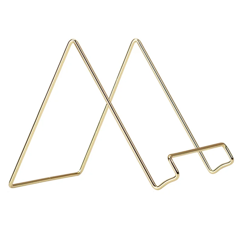 16 x 16.5 x 13.5cm Nordic Style Wrought Iron Magazine Storage Rack Gold-plated Tablet Stand Metal Holder for Cookbooks/Photographs - Size: L