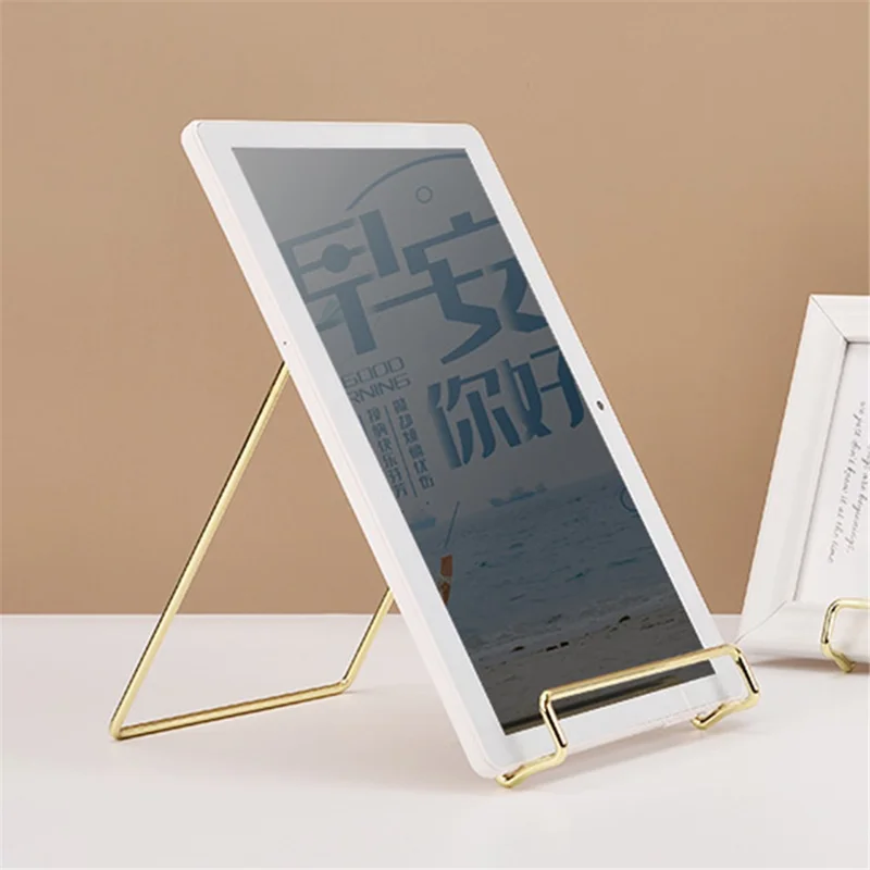 16 x 16.5 x 13.5cm Nordic Style Wrought Iron Magazine Storage Rack Gold-plated Tablet Stand Metal Holder for Cookbooks/Photographs - Size: L