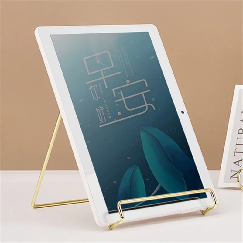 16 x 16.5 x 13.5cm Nordic Style Wrought Iron Magazine Storage Rack Gold-plated Tablet Stand Metal Holder for Cookbooks/Photographs - Size: L