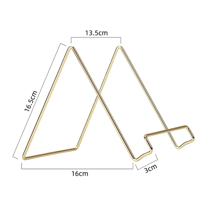 16 x 16.5 x 13.5cm Nordic Style Wrought Iron Magazine Storage Rack Gold-plated Tablet Stand Metal Holder for Cookbooks/Photographs - Size: L
