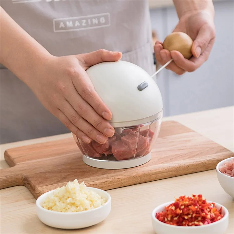 Garlic Press Mincer Pepper Chili Vegetable Meat Grinder Hand Pull Type Chopper Hand Powered Portable Food Processor (No FDA Certificate, BPA-free) - Dark Blue