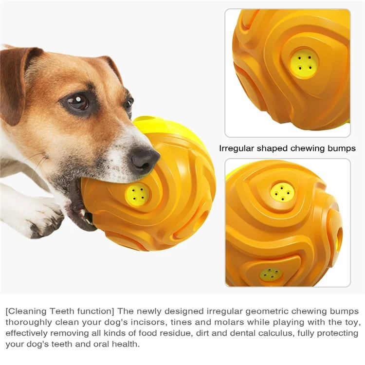 YSQ-03 TPR Pet Squeaky Toy for Puppy Dog Chew Toy with Sound Teething Teeth Cleaning Ball Tool for Dog Teeth Grinding (with FDA, BPA-Free) - Yellow / Orange