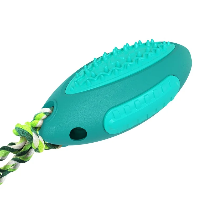 GLQ-05 Food Treat Aspensing Hunde Kauen Spielzeug TPR Pet Squeaky Spielzeug Mit Geräusch Für Hundereinigungszähne Rugby Ball Tool (mit FDA, Bpa-frei) - Blauer See