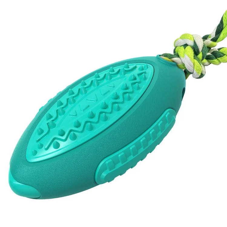 GLQ-05 Food Treat Aspensing Hunde Kauen Spielzeug TPR Pet Squeaky Spielzeug Mit Geräusch Für Hundereinigungszähne Rugby Ball Tool (mit FDA, Bpa-frei) - Blauer See
