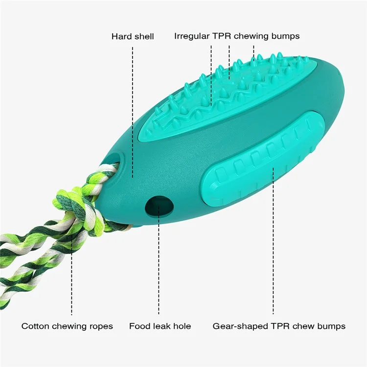 GLQ-05 Food Treat Aspensing Hunde Kauen Spielzeug TPR Pet Squeaky Spielzeug Mit Geräusch Für Hundereinigungszähne Rugby Ball Tool (mit FDA, Bpa-frei) - Blauer See