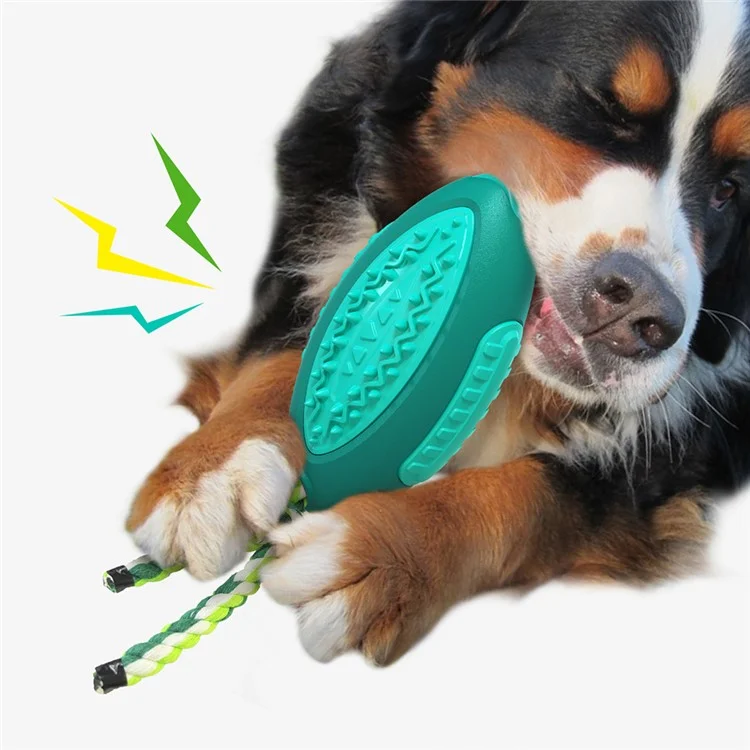 GLQ-05 Food Treat Aspensing Hunde Kauen Spielzeug TPR Pet Squeaky Spielzeug Mit Geräusch Für Hundereinigungszähne Rugby Ball Tool (mit FDA, Bpa-frei) - Blauer See