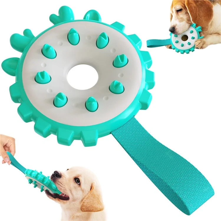 YH-01 Round Ring Shape Pet Dog Teeth Cleaning Chewing Bite Toy Playing Catch Interactive Toy - Lake Blue