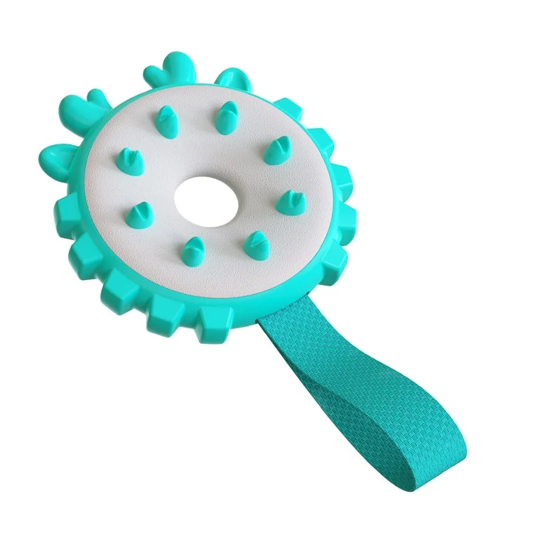 YH-01 Round Ring Shape Pet Dog Teeth Cleaning Chewing Bite Toy Playing Catch Interactive Toy - Lake Blue