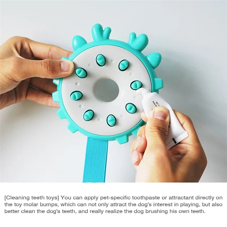 YH-01 Round Ring Shape Pet Dog Teeth Cleaning Chewing Bite Toy Playing Catch Interactive Toy - Lake Blue