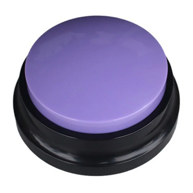 Battery Powered Voice Recording Button for Dog Communication Pet Training Buzzer Device - Purple