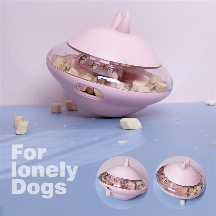 AIWO Interactive Dog Toy Treat Dispenser Pet Puppy Ball UFO Shaped Toy Food Slow Feeder (BPA-Free, No FDA Certified) - Pink