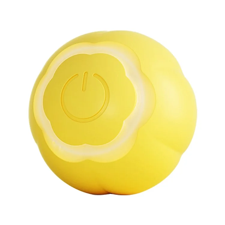 AIWO Pet Smart Rolling Ball Cat Teaser Bite Resistant Dog Interactive Training Toy - Floral / Yellow