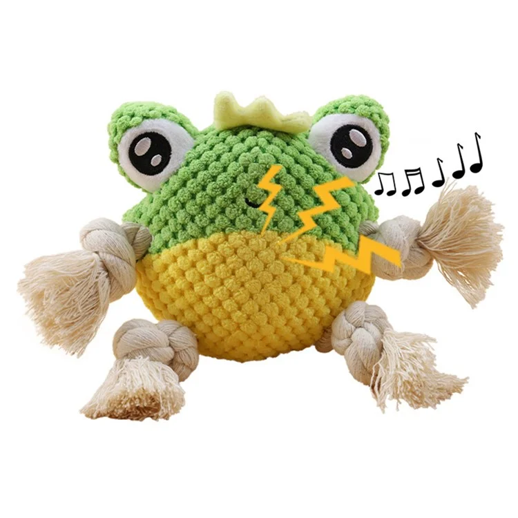 Bite Training Tug Interactive Plush Toy Pet Dog Squeaking Sound Chewing Toy ST  - Frog