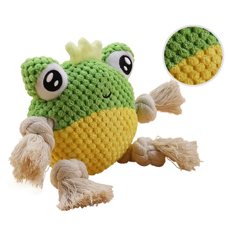 Bite Training Tug Interactive Plush Toy Pet Dog Squeaking Sound Chewing Toy ST  - Frog