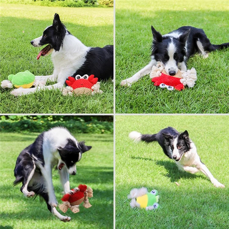 Bite Training Tug Interactive Plush Toy Pet Dog Squeaking Sound Chewing Toy ST  - Crab