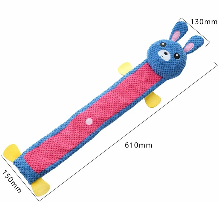 Rabbit Design Leaky Food Sniffing Dog Puzzle Plush Toy Chewing Cleaning Teeth Pet Squeak Toy ST - Blue