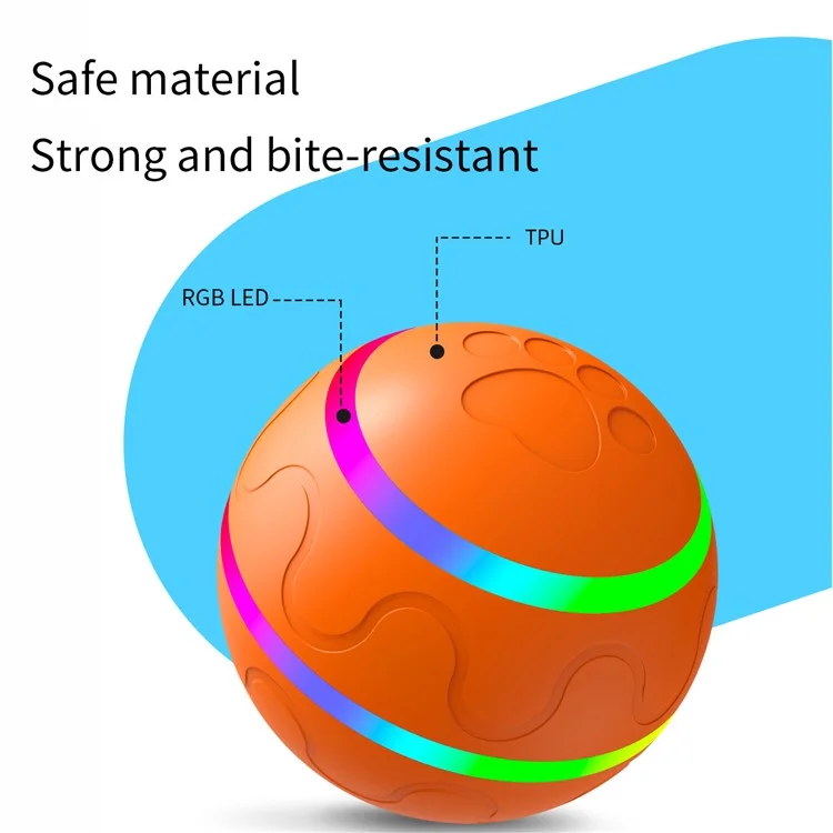 Palla a LED ricaricabile USB per animali domestici Bite Resistant Cat Dog Puppy Wicked Ball - Arancione