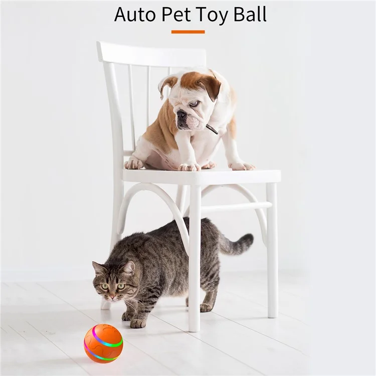 Cat Dog Puppy Wicked Ball USB Rechargeable LED Light Electric Self-Playing Toy with Remote Control ST - Orange