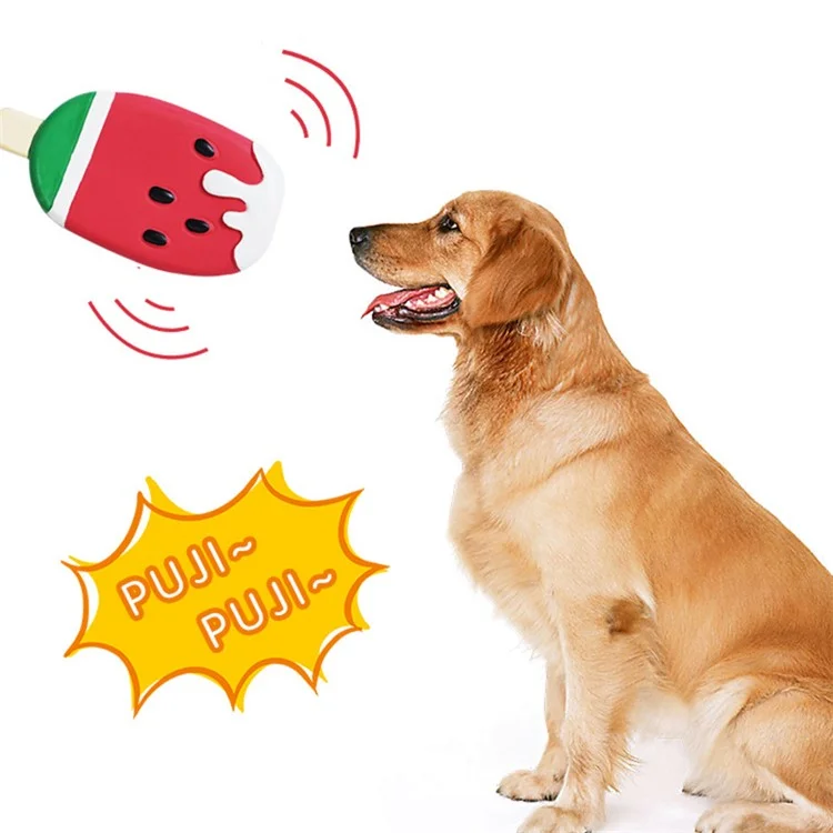 Latex Dog Cleaning Teeth Toy Fruit Ice Cream Shape Squeaker Sound Pet Chewing Toy ST - Watermelon