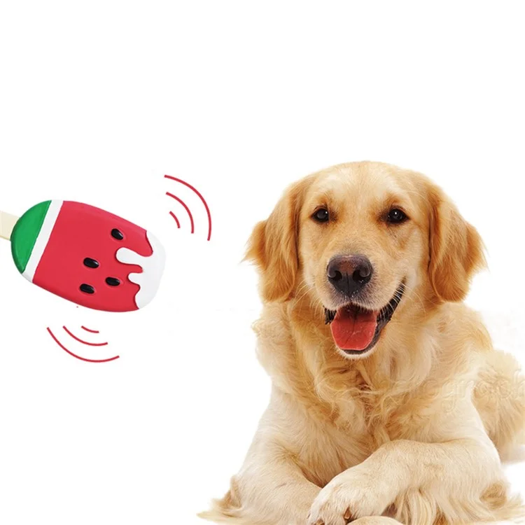 Latex Dog Cleaning Teeth Toy Fruit Ice Cream Shape Squeaker Sound Pet Chewing Toy ST - Watermelon