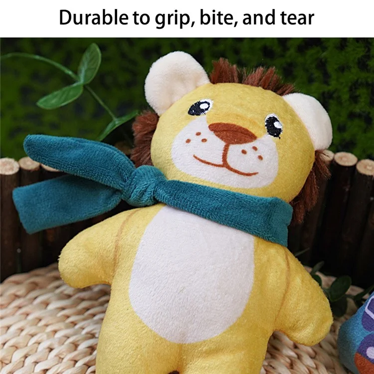 KARA PET 2Pcs / Set Dog Soft Plush Squeaky Sound Puppy Chew Toy Pet Molar Training Toy ST - Lion+Backpack