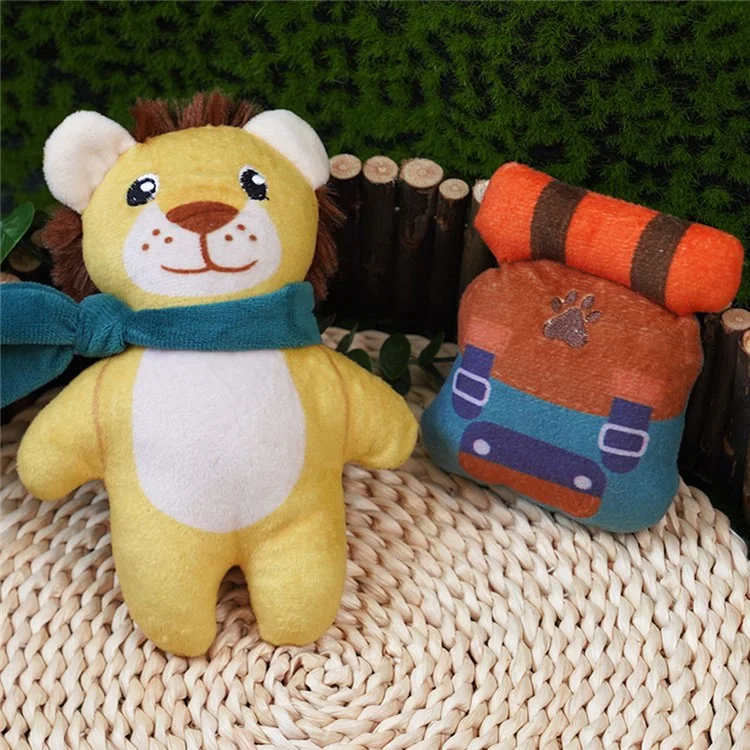 KARA PET 2Pcs / Set Dog Soft Plush Squeaky Sound Puppy Chew Toy Pet Molar Training Toy ST - Lion+Backpack