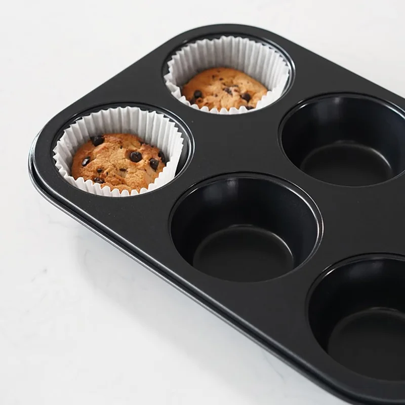 5Pcs Non-Stick Kitchen Bakeware Carbon Steel Baking Pizza Pan Cake Tray Set, Black (No FDA, BPA Free)