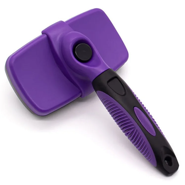 Dog Cat Hair Removal Brush Pet Hair Shedding Grooming Massage Comb, Size L - Purple