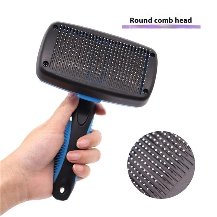 Dog Cat Hair Removal Brush Pet Hair Shedding Grooming Massage Comb, Size L - Purple