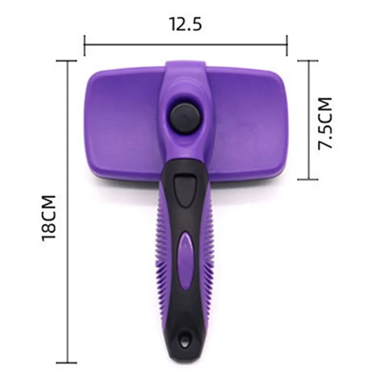 Dog Cat Hair Removal Brush Pet Hair Shedding Grooming Massage Comb, Size L - Purple