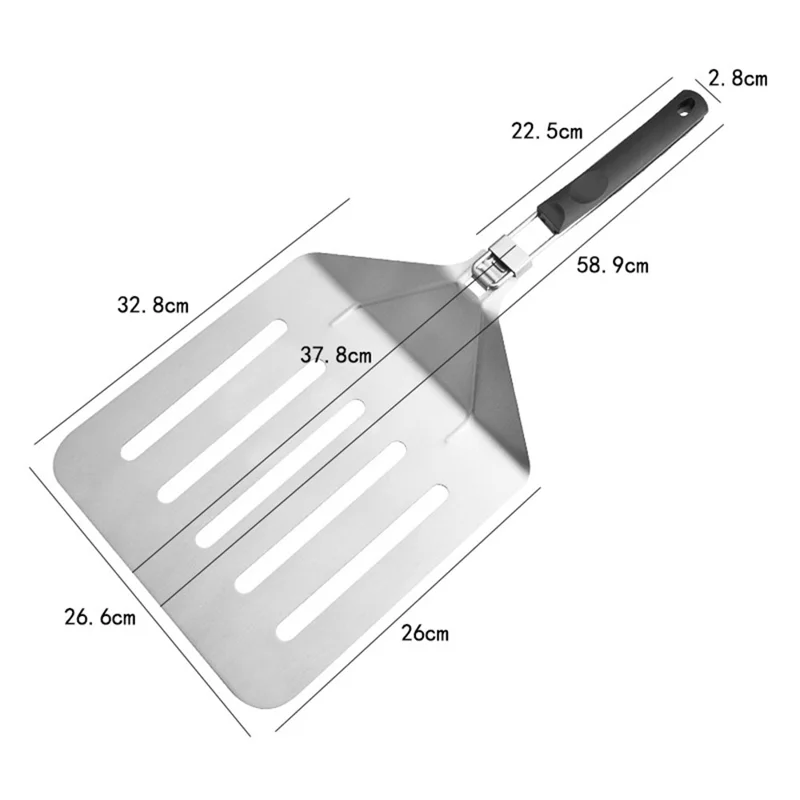 Foldable 430 Stainless Steel Pizza Cake Spatula Pizza Peel Slotted Spatula, Size L (BPA-Free, No FDA Certificate)