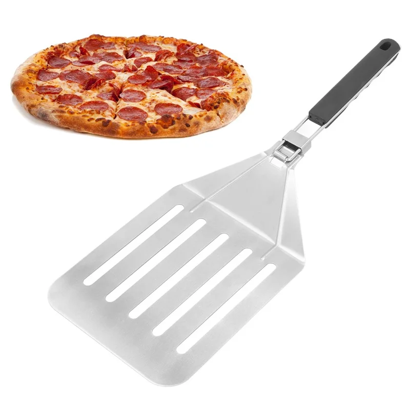 Foldable 430 Stainless Steel Pizza Cake Spatula Pizza Peel Slotted Spatula, Size M (BPA-Free, No FDA Certificate)