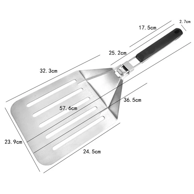 Foldable 430 Stainless Steel Pizza Cake Spatula Pizza Peel Slotted Spatula, Size M (BPA-Free, No FDA Certificate)