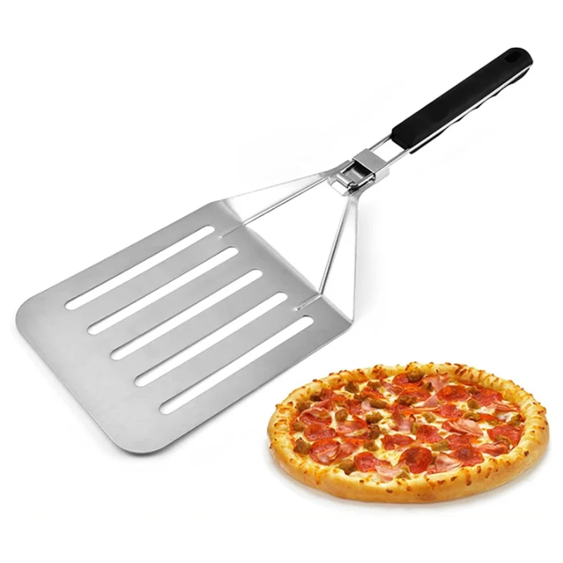 Foldable 430 Stainless Steel Pizza Cake Spatula Pizza Peel Slotted Spatula, Size M (BPA-Free, No FDA Certificate)