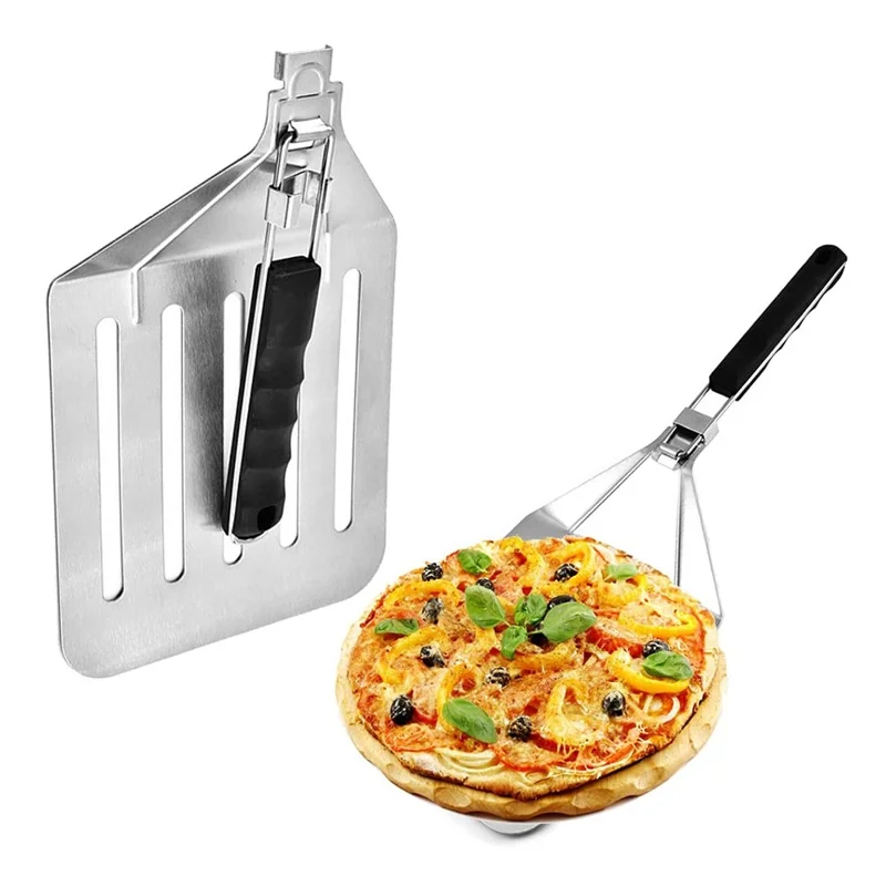 Foldable 430 Stainless Steel Pizza Cake Spatula Pizza Peel Slotted Spatula, Size M (BPA-Free, No FDA Certificate)