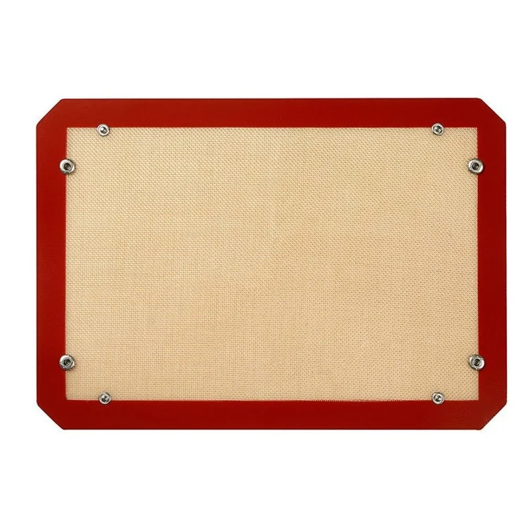 Tapis de cuisson en silicone de 42 x 29,5 cm avec petits boutons, antiadhésif et résistant à la chaleur (sans BPA, conforme FDA) - Rouge