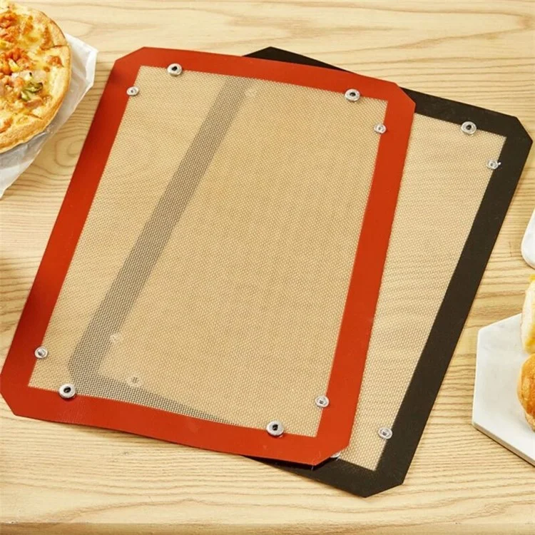 Tapis de cuisson en silicone de 42 x 29,5 cm avec petits boutons, antiadhésif et résistant à la chaleur (sans BPA, conforme FDA) - Rouge