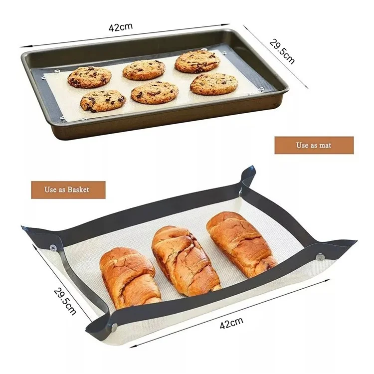 Tapis de cuisson en silicone de 42 x 29,5 cm avec petits boutons, antiadhésif et résistant à la chaleur (sans BPA, conforme FDA) - Rouge